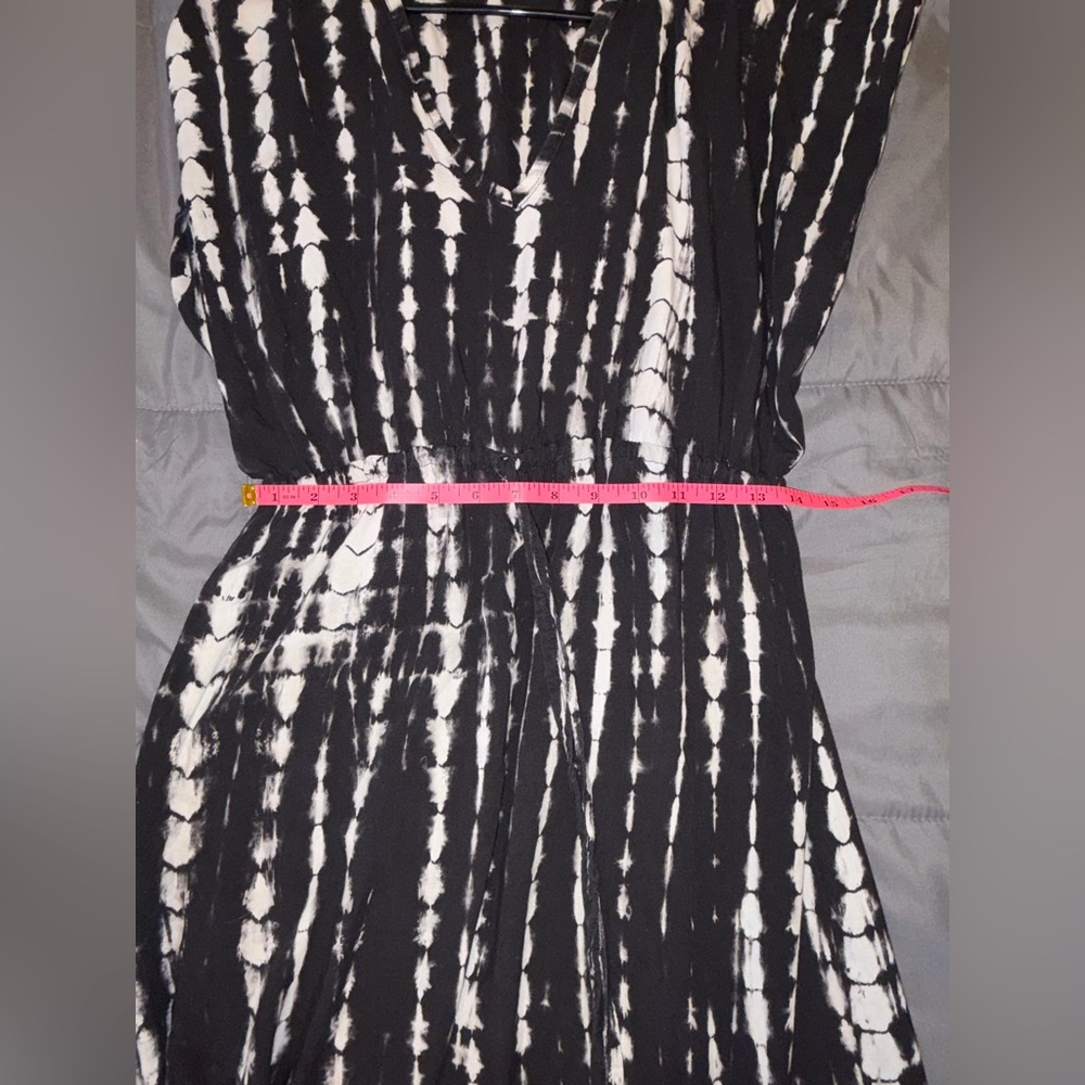 Runaway Child Black & White Tie Dye Midi Dress Elastic Waist Boho - Picture 4 of 5